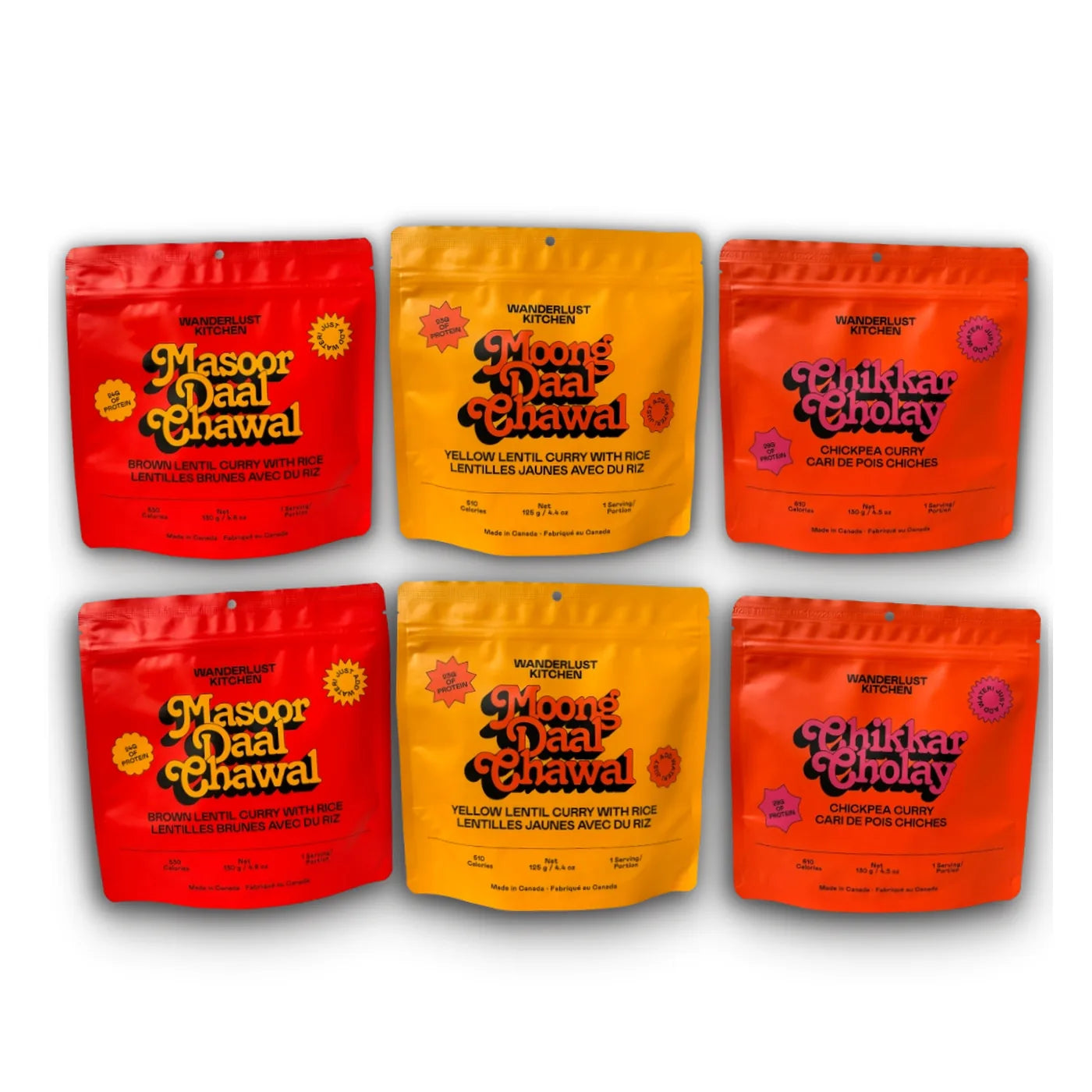 The Long Weekend Bundle, six Wanderlust Kitchen meal pouches